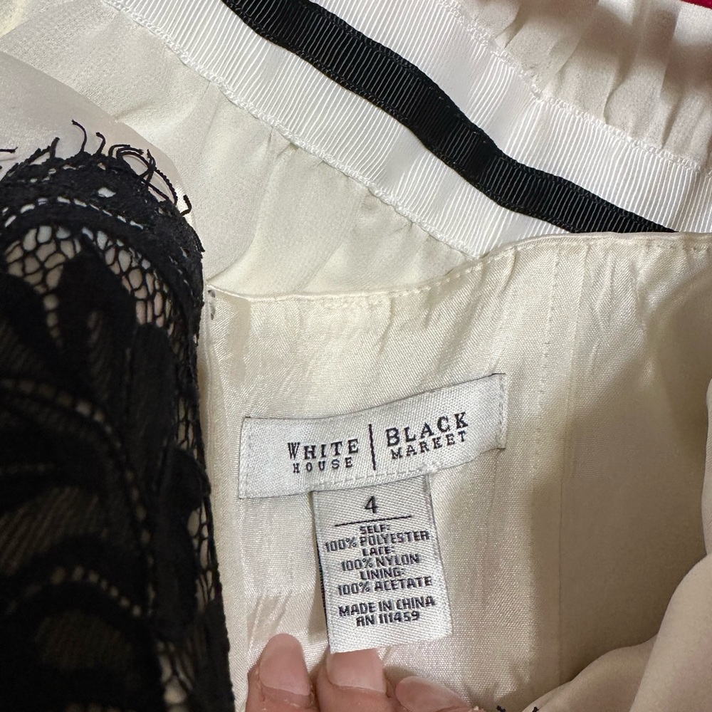 White House Black Market Elegant Black and Cream Lace Dress - Picture 3 of 3